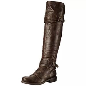 - Diba SZ 6 Brown Leather Over The Knee Moto Boots! NEW!